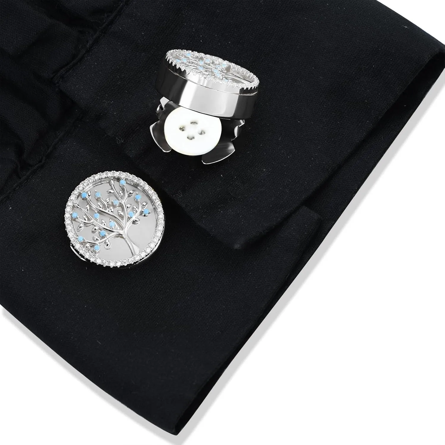 Crystal Cuff Links & Button Covers for Tuxedo Shirts - Elegant Large Buttons Replacement for Suit, Skirt, Wedding Attire Accessories