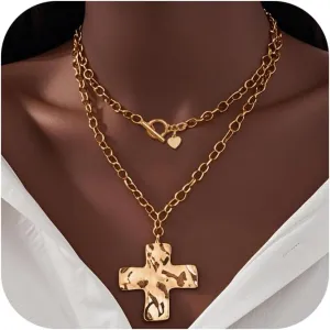 CSIYANJRY99 Chunky Gold Necklaces for Women,Multilayer Punk 80s Hip Hop Necklace,Layered Cuban Link Chain Statement Necklace 90s Freaknik Outfit Accessories for Women