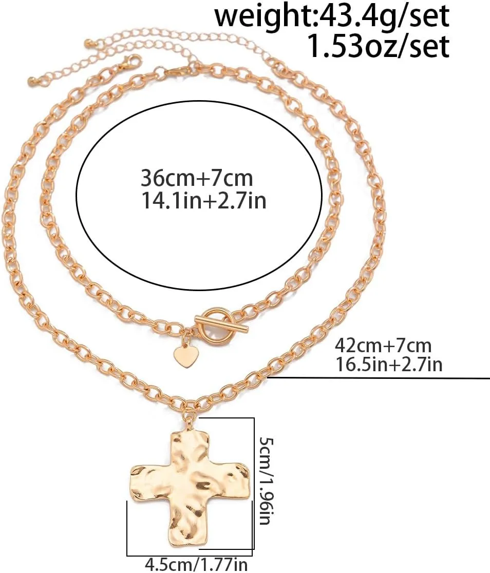CSIYANJRY99 Chunky Gold Necklaces for Women,Multilayer Punk 80s Hip Hop Necklace,Layered Cuban Link Chain Statement Necklace 90s Freaknik Outfit Accessories for Women