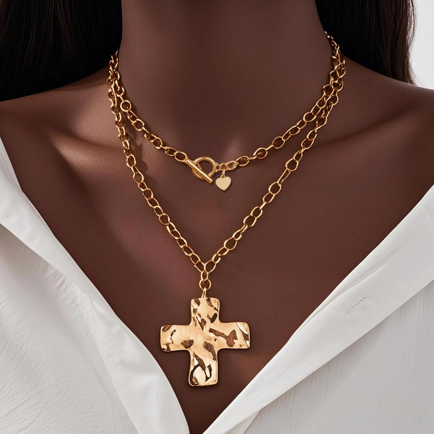 CSIYANJRY99 Chunky Gold Necklaces for Women,Multilayer Punk 80s Hip Hop Necklace,Layered Cuban Link Chain Statement Necklace 90s Freaknik Outfit Accessories for Women