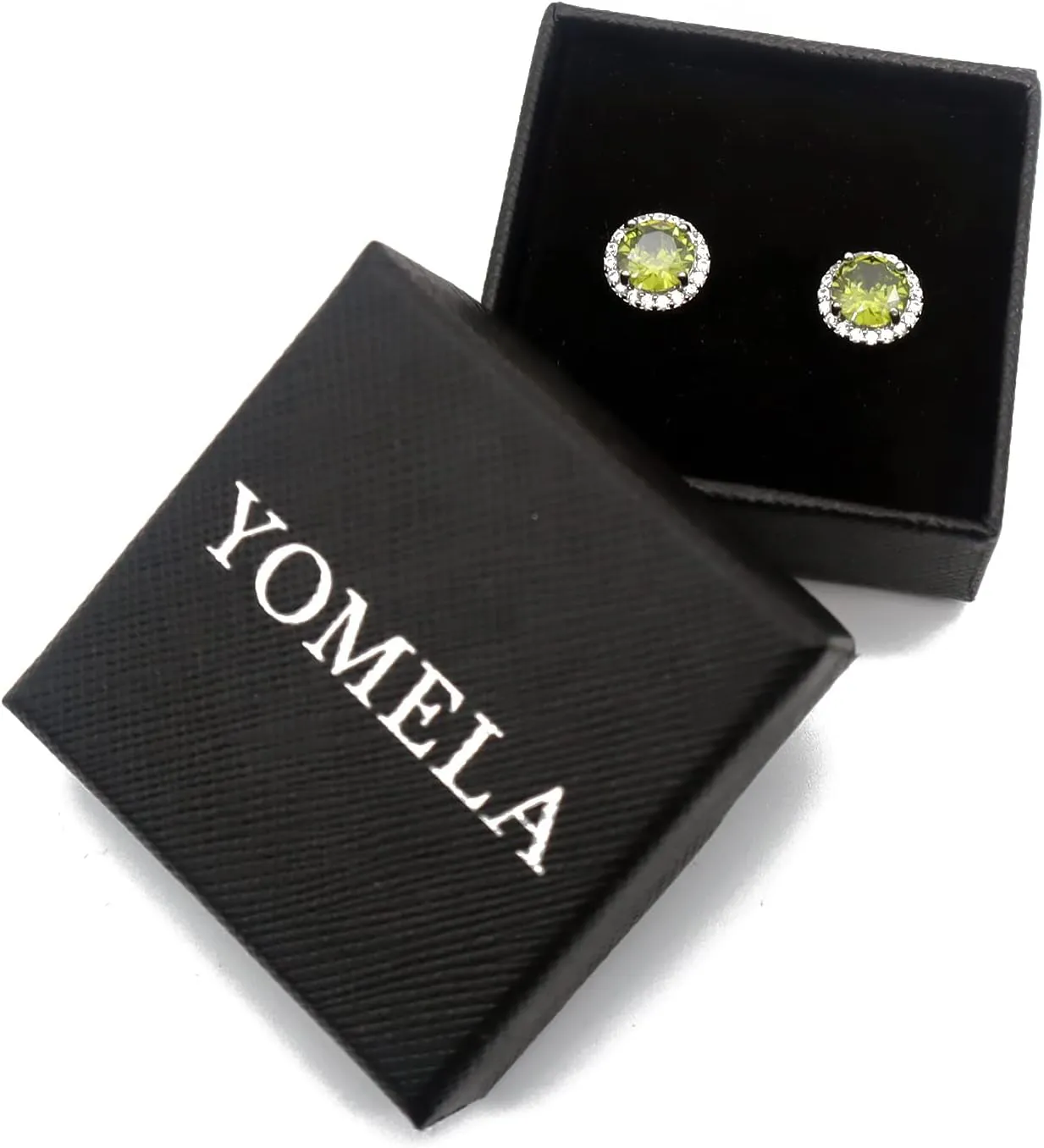 Cubic Zirconia Earrings Studs, CZ Stud Earrings YOMELA White Gold 10MM Square Round Teardrop Heart Halo Stud Earrings Hypoallergenic for Women