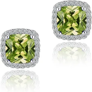 Cubic Zirconia Earrings Studs, CZ Stud Earrings YOMELA White Gold 10MM Square Round Teardrop Heart Halo Stud Earrings Hypoallergenic for Women