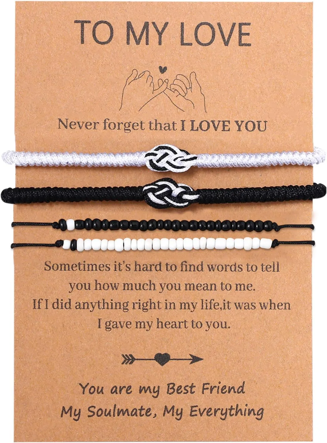 Cupimatch Pinky Promise Couple Bracelet: Matching Couple Beaded Bracelets I Love You Partner Friendship Woven Bracelet Couples Gifts