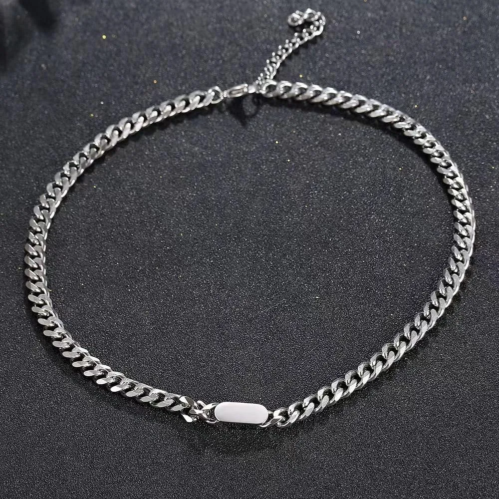 Curb Cuban Chain Link Necklace for Men Women,316L Stainless Steel Dainty Chunky Chain Choker Necklaces for Men Women Trendy Personalized Jewelry