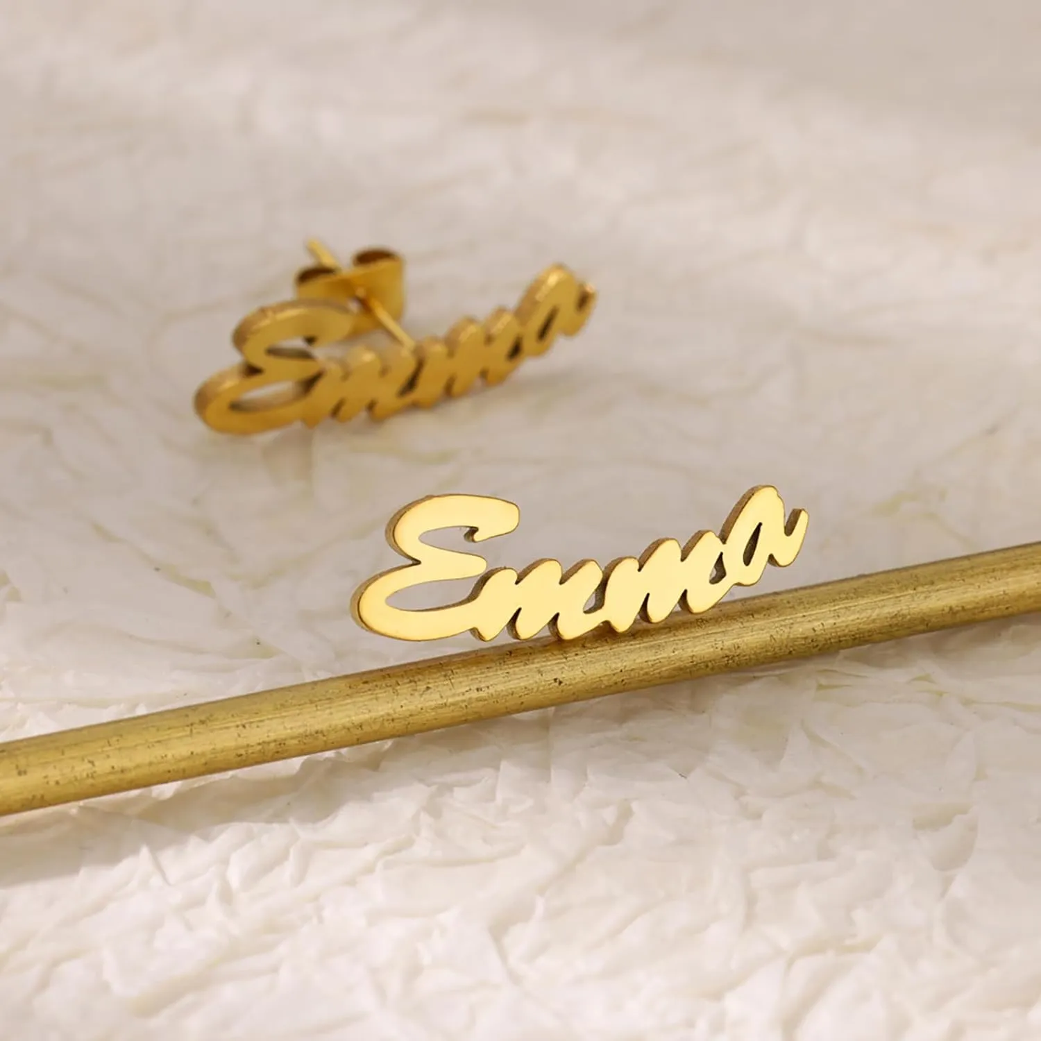 Custom Name Earrings, Personalized Name Earrings, 18K Gold Plated Stainless Steel Stud Earrings, Customized Gift for Her, Valentine's Day Gift, Bridesmaid Gift, Christmas Gift, Mother's Day Gift