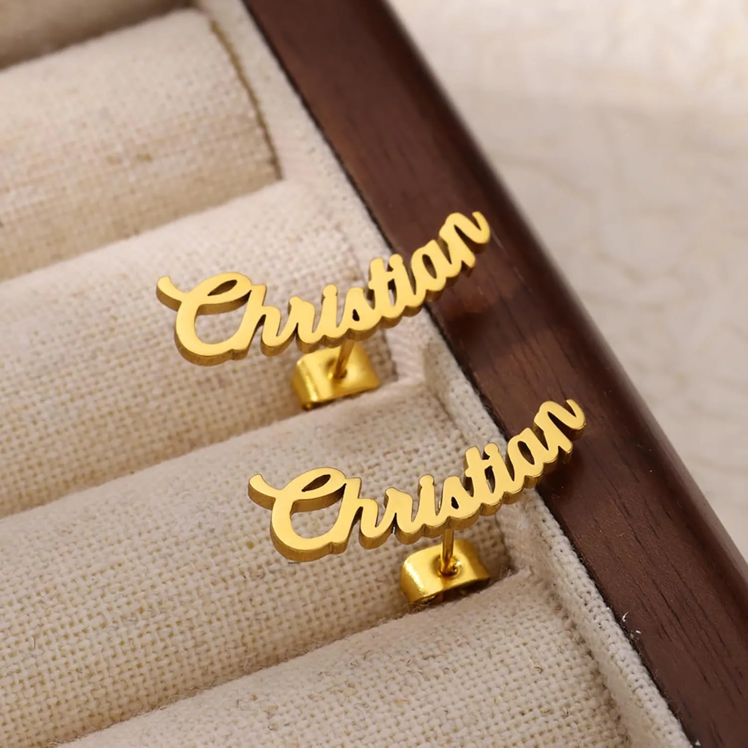 Custom Name Earrings, Personalized Name Earrings, 18K Gold Plated Stainless Steel Stud Earrings, Customized Gift for Her, Valentine's Day Gift, Bridesmaid Gift, Christmas Gift, Mother's Day Gift
