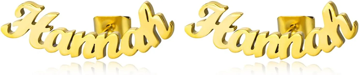 Custom Name Earrings, Personalized Name Earrings, 18K Gold Plated Stainless Steel Stud Earrings, Customized Gift for Her, Valentine's Day Gift, Bridesmaid Gift, Christmas Gift, Mother's Day Gift