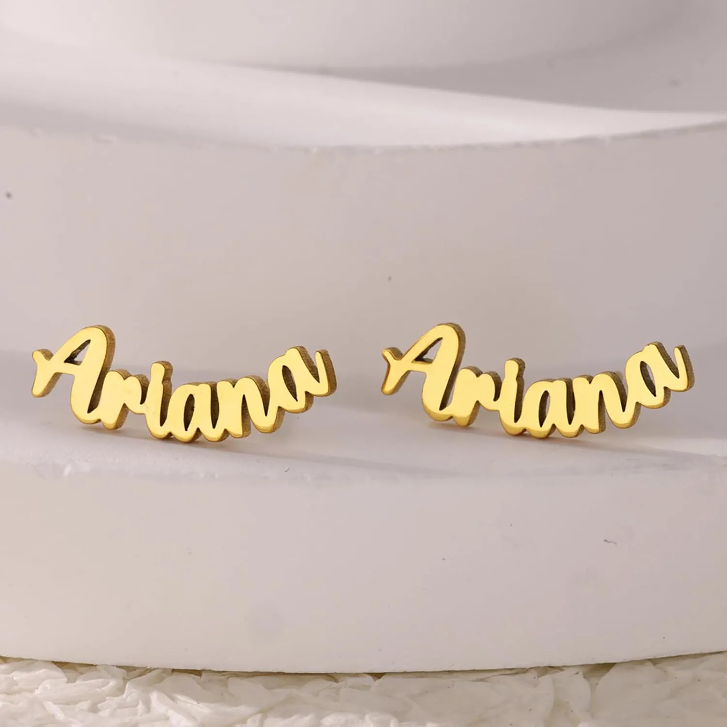 Custom Name Earrings, Personalized Name Earrings, 18K Gold Plated Stainless Steel Stud Earrings, Customized Gift for Her, Valentine's Day Gift, Bridesmaid Gift, Christmas Gift, Mother's Day Gift