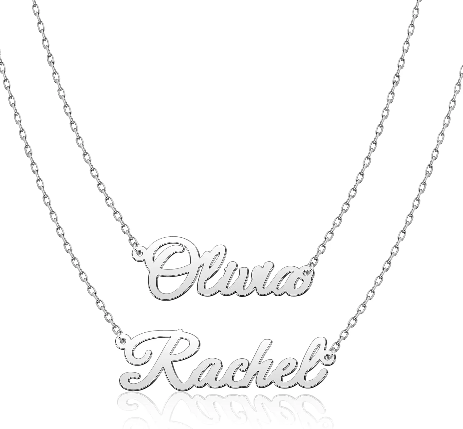 Custom Name Necklace Layered 2 Names Necklace Personalized for Women Sterling Silver Name Plate Necklaces Christmas Jewelry Gift for Mother