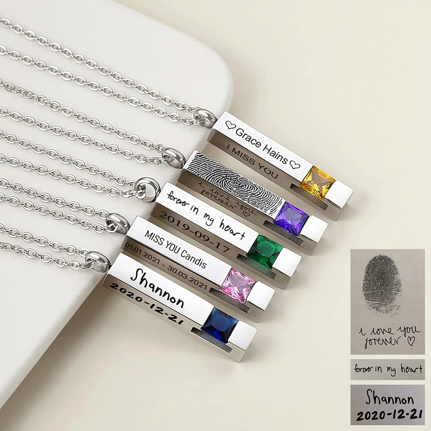 Custom Urn Necklaces for Ashes - Cremation Jewelry with Birthstone Crystals Name Necklace Pendant Personalized Memorial Keepsake for Ash Women Men Kids