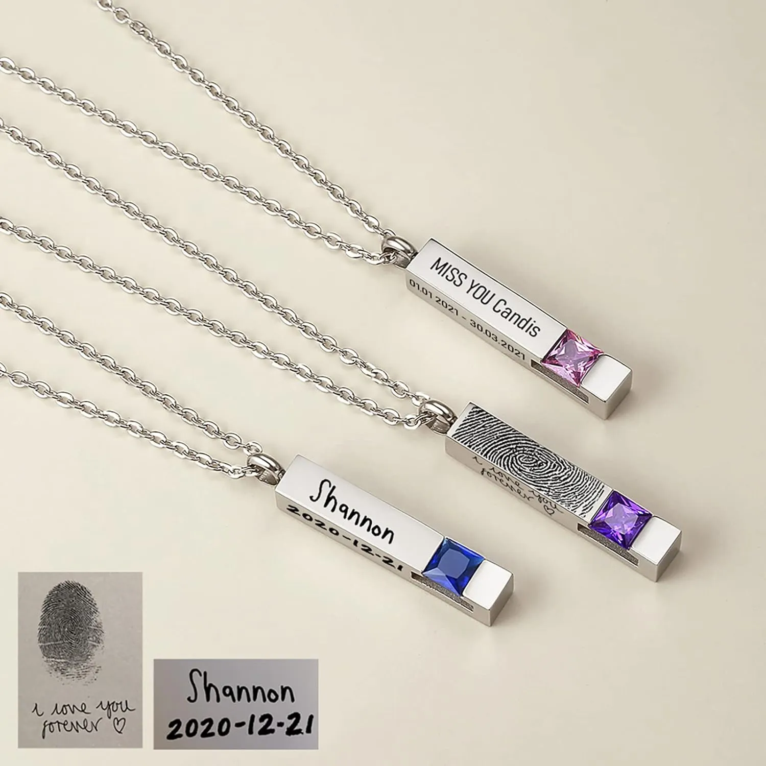 Custom Urn Necklaces for Ashes - Cremation Jewelry with Birthstone Crystals Name Necklace Pendant Personalized Memorial Keepsake for Ash Women Men Kids