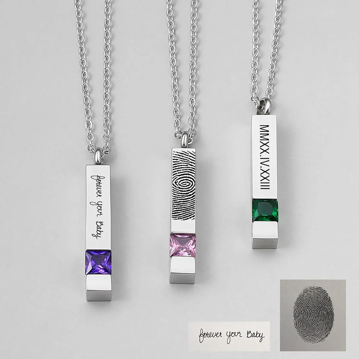 Custom Urn Necklaces for Ashes - Cremation Jewelry with Birthstone Crystals Name Necklace Pendant Personalized Memorial Keepsake for Ash Women Men Kids