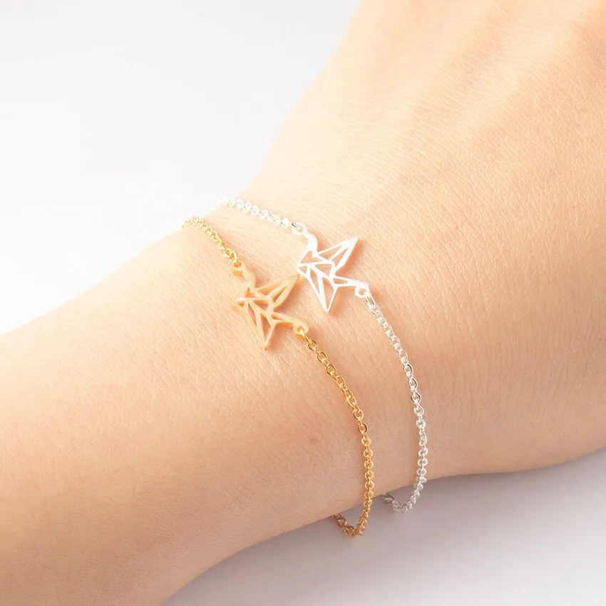 Cute Animal Bird Bracelet Stainless Steel Origami