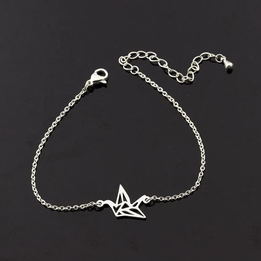 Cute Animal Bird Bracelet Stainless Steel Origami