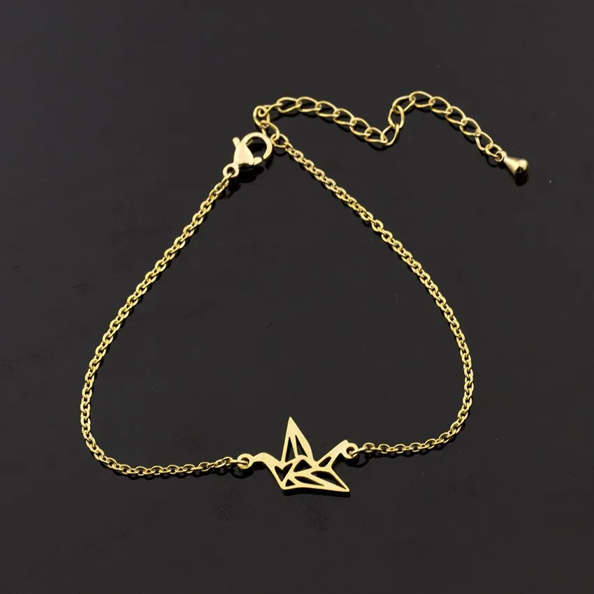 Cute Animal Bird Bracelet Stainless Steel Origami