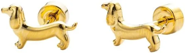 Cute Dachshund Dog Cartilage Helix Stud Earrings for Women Men Stainless Steel Puppy Animal Pet Screw Flat Back Tragus Tiny Studs Earring Adorable Christmas Jewelry Gifts Birthday 18G