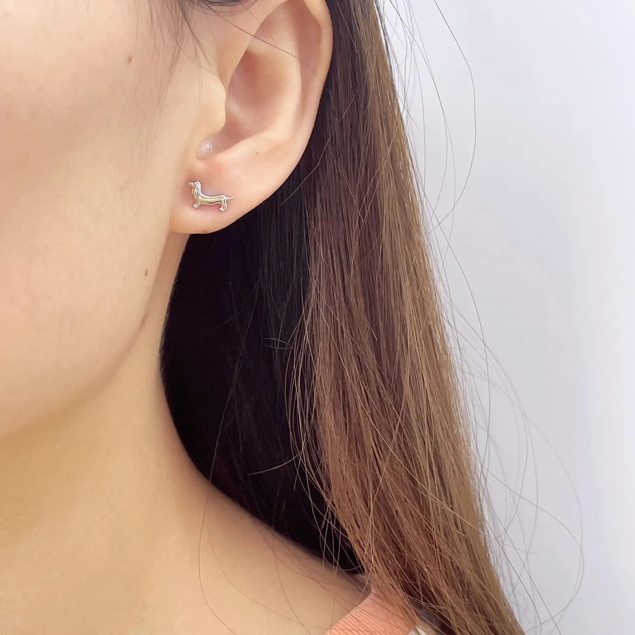 Cute Dachshund Dog Cartilage Helix Stud Earrings for Women Men Stainless Steel Puppy Animal Pet Screw Flat Back Tragus Tiny Studs Earring Adorable Christmas Jewelry Gifts Birthday 18G