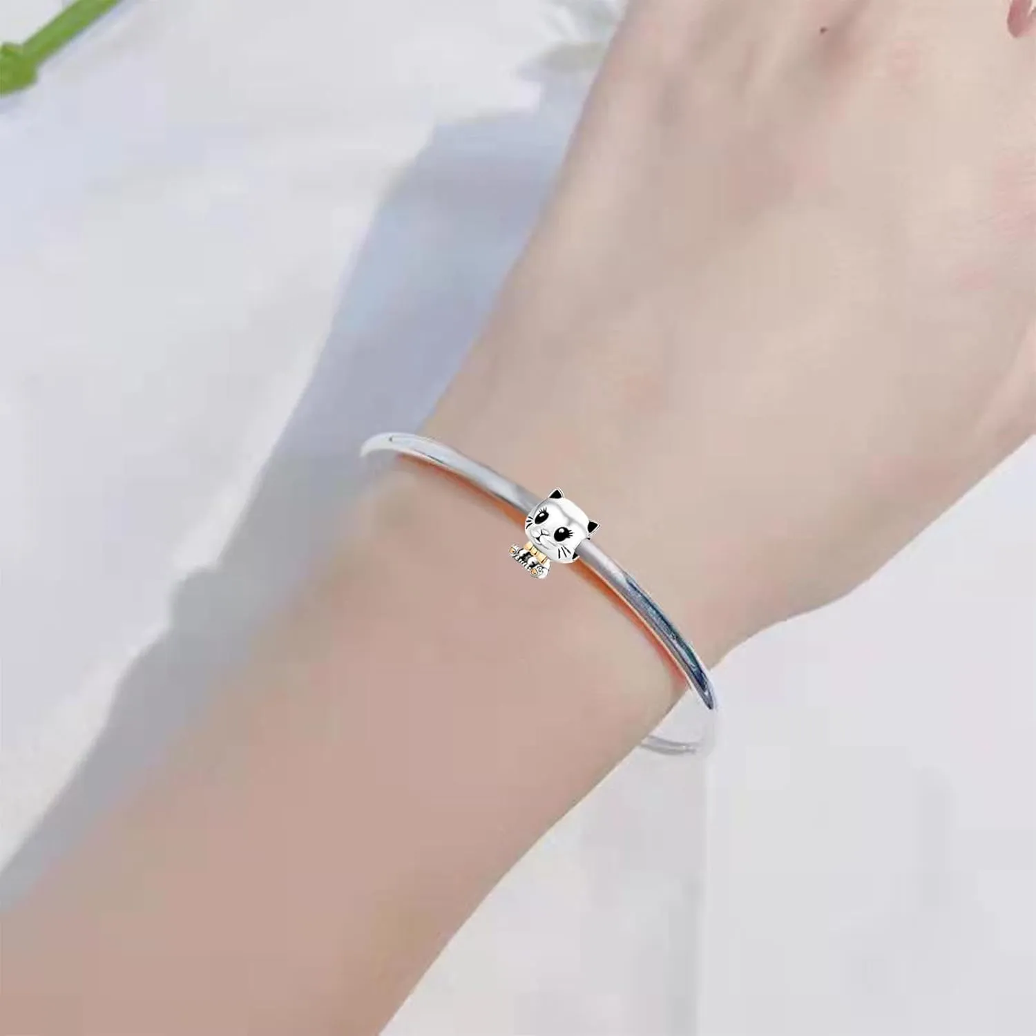Cute Pet Kitty Cat Charm Compatible With Pandora Charms Bracelets