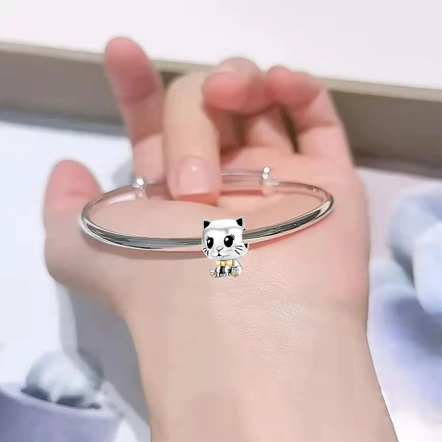 Cute Pet Kitty Cat Charm Compatible With Pandora Charms Bracelets