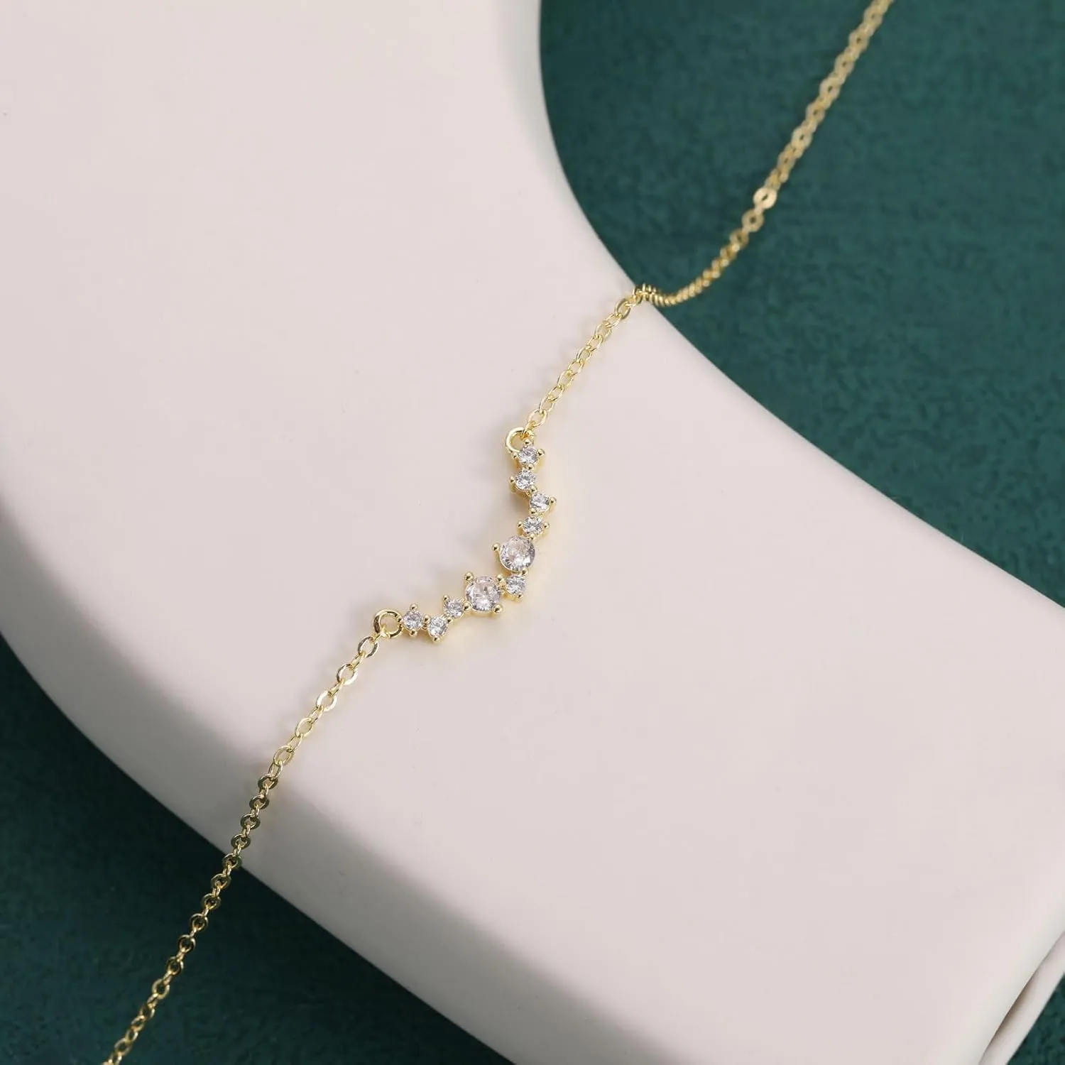 CZ Diamond Necklace for Women Dainty Square Cubic Zirconia Splints Solitaire Pendant Necklace for women 14kGold/Silver Plated Different Width Square CZ Pendant Necklaces Simulated Diamond Bridesmaid Jewelry for Women