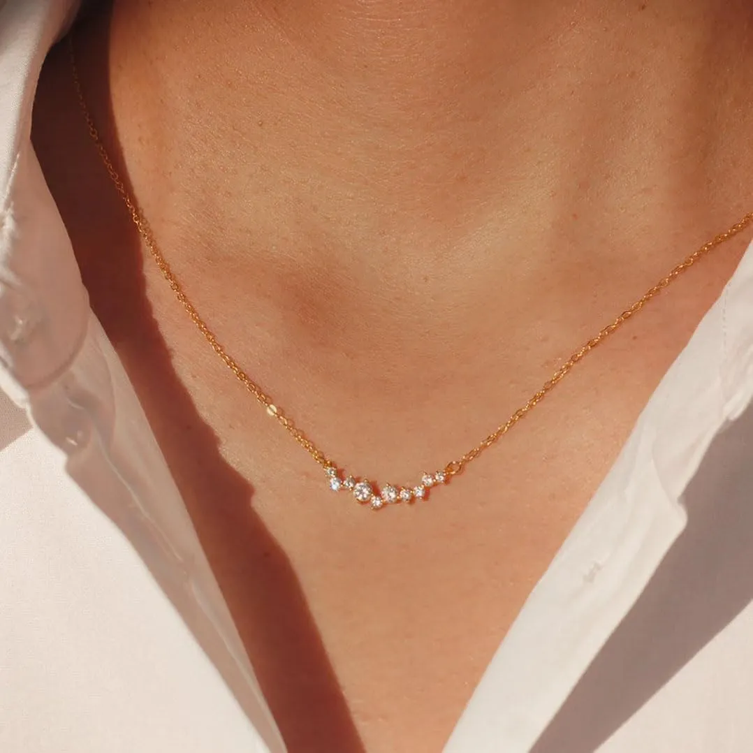CZ Diamond Necklace for Women Dainty Square Cubic Zirconia Splints Solitaire Pendant Necklace for women 14kGold/Silver Plated Different Width Square CZ Pendant Necklaces Simulated Diamond Bridesmaid Jewelry for Women