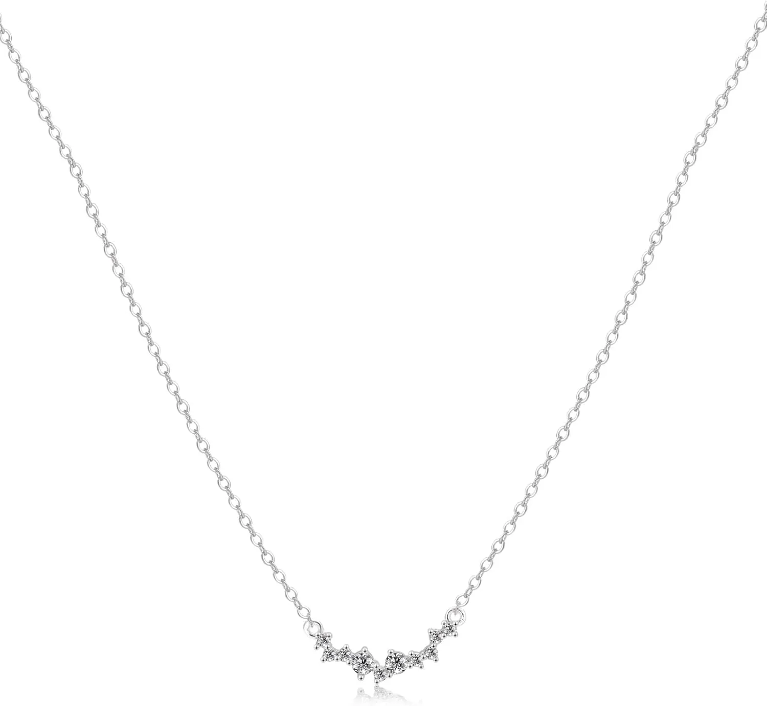 CZ Diamond Necklace for Women Dainty Square Cubic Zirconia Splints Solitaire Pendant Necklace for women 14kGold/Silver Plated Different Width Square CZ Pendant Necklaces Simulated Diamond Bridesmaid Jewelry for Women