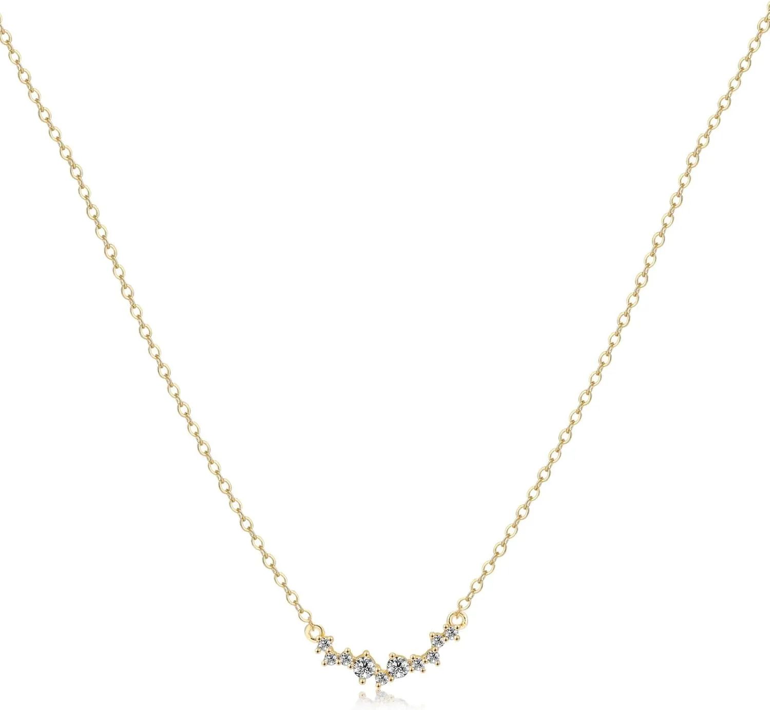 CZ Diamond Necklace for Women Dainty Square Cubic Zirconia Splints Solitaire Pendant Necklace for women 14kGold/Silver Plated Different Width Square CZ Pendant Necklaces Simulated Diamond Bridesmaid Jewelry for Women