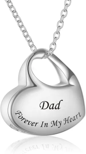 Dad Cremation Jewelry Heart Urn Necklaces for Ashes Memorial Waterproof Keepsake Pendant Stainless Steel Locket for Ash Holder