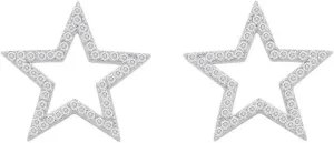 Dainty Big CZ Star S925 Sterling Silver Stud Earrings for Women Hypoallergenic Cute Sparkly Crystal Hollow Stars Geometric Statement Studs Fashion Festival Christmas Birthday Jewelry for Her Bff Daughter Thanksgiving