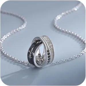 Dainty Double-Ring Circle Pendant Necklace Couples Lovers Gift 925 Sterling Silver Plated Chain Knight Templar Necklaces Protection Prayer Faith Hip Hop Jewelry for Women Men