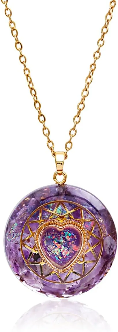 Day Day Up Orgone Pendant Heart Energy Necklace - Healing Crystal Necklaces For Women With Reiki Quartz Gemstones - Fashion Jewelry
