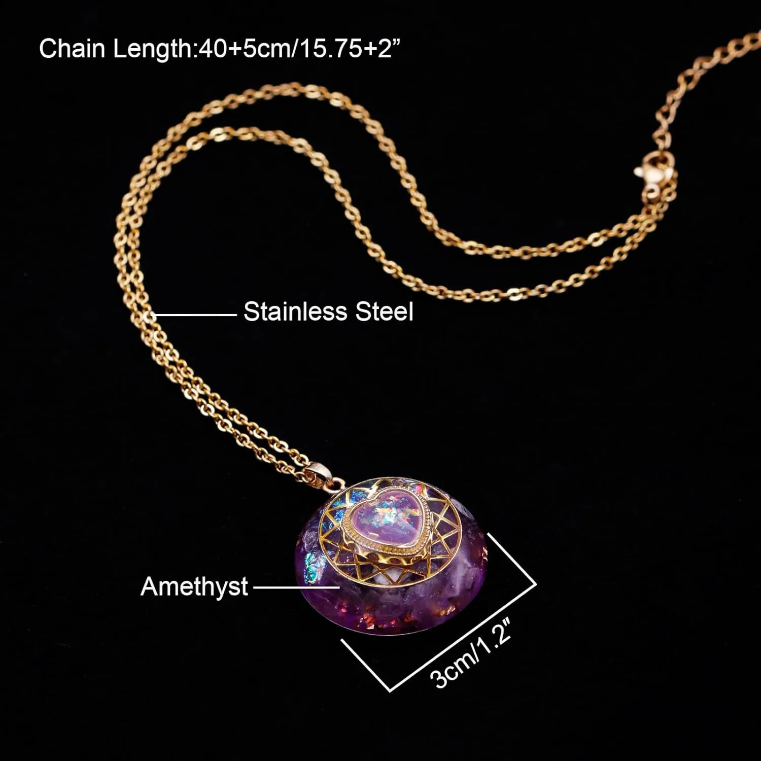 Day Day Up Orgone Pendant Heart Energy Necklace - Healing Crystal Necklaces For Women With Reiki Quartz Gemstones - Fashion Jewelry