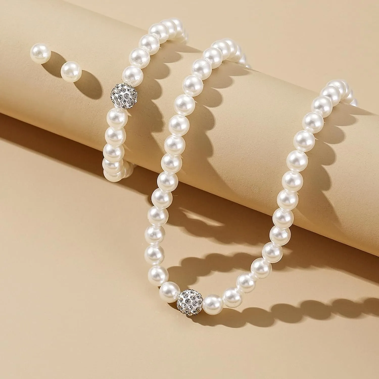 Dcfywl731 Pearl Jewelry Set for Women Pearls Necklace and Earring Set Chunky Pearl Necklaces for Women Prom Jewelry Big Pearls Charm Choker Wedding Jewelry Sets for Brides