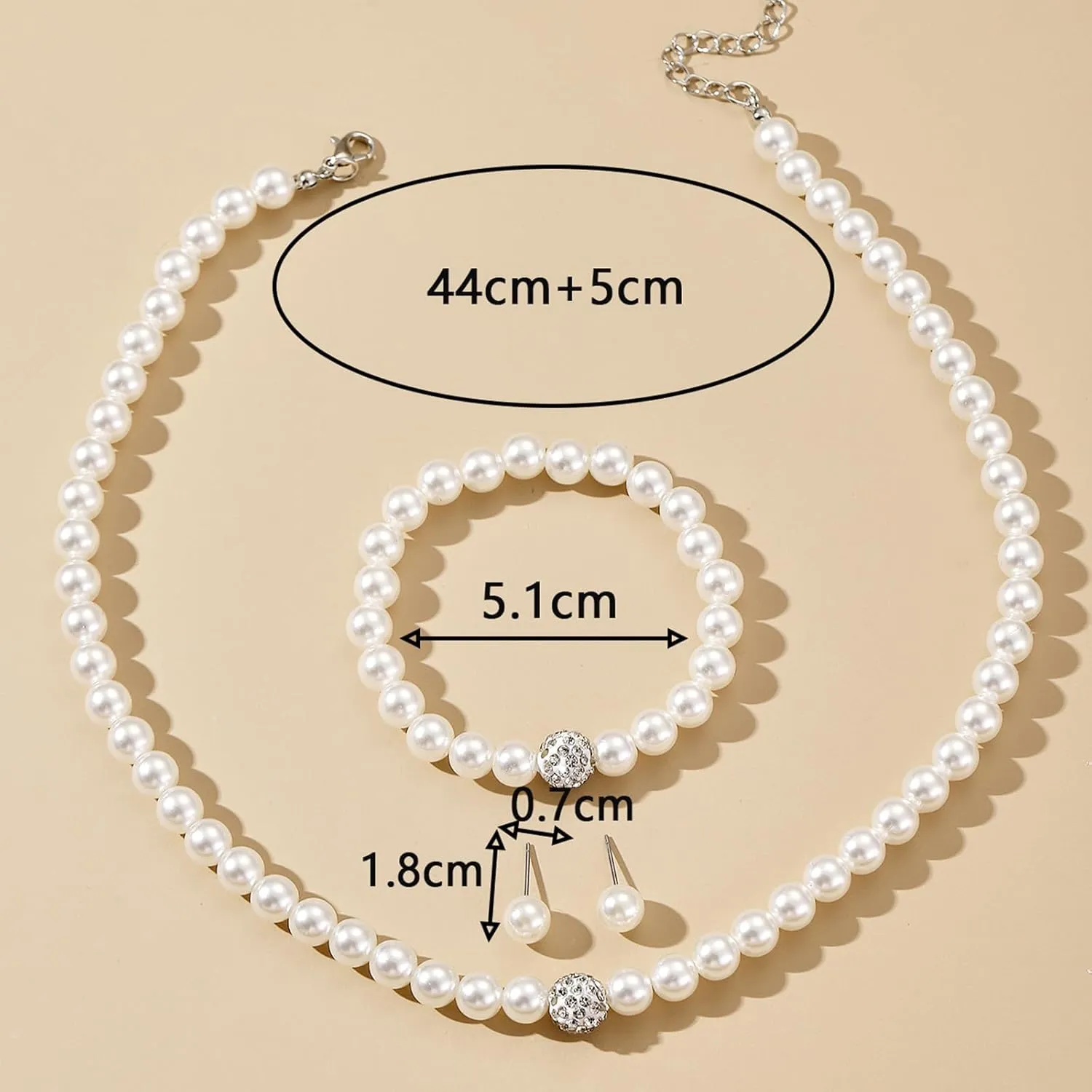 Dcfywl731 Pearl Jewelry Set for Women Pearls Necklace and Earring Set Chunky Pearl Necklaces for Women Prom Jewelry Big Pearls Charm Choker Wedding Jewelry Sets for Brides