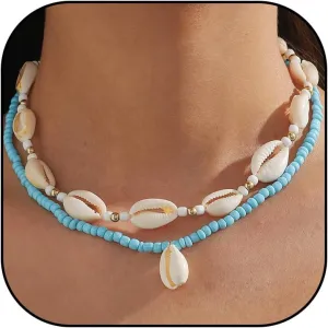 Dcfywl731 Shell Necklace for Women Summer Starfish Necklace Boho Surfer Jewelry Beach Vacation Essentials White Seashell Flower Charm Necklaces Summer Outfits for Women