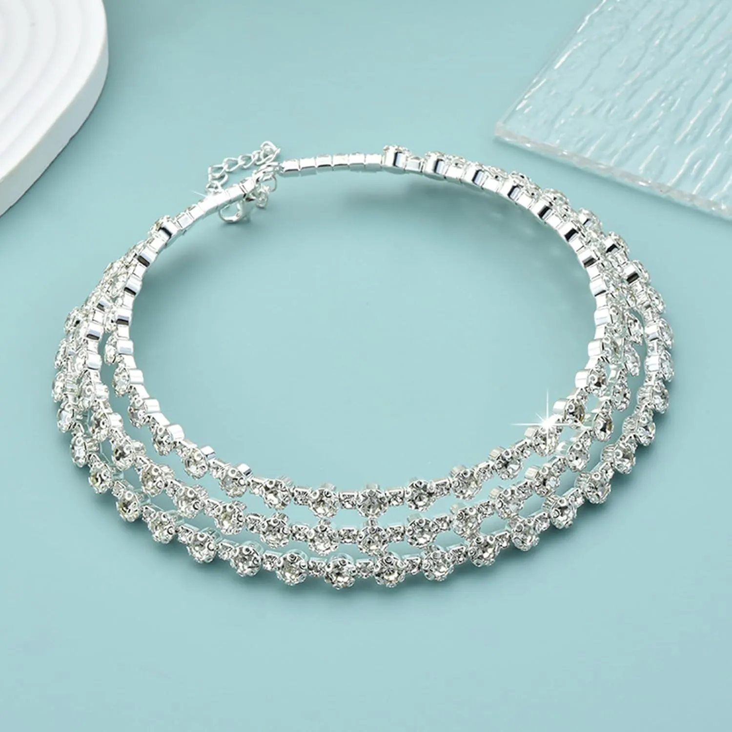 Dcfywl731 Tennis Necklaces for Women Gold Heart Tennis Necklace Rhinestone Heart Choker Necklace Chunky Cuban Link Chain Necklace Prom Jewelry for Women