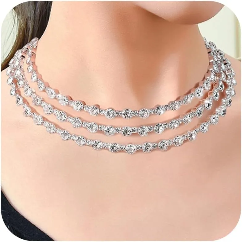 Dcfywl731 Tennis Necklaces for Women Gold Heart Tennis Necklace Rhinestone Heart Choker Necklace Chunky Cuban Link Chain Necklace Prom Jewelry for Women