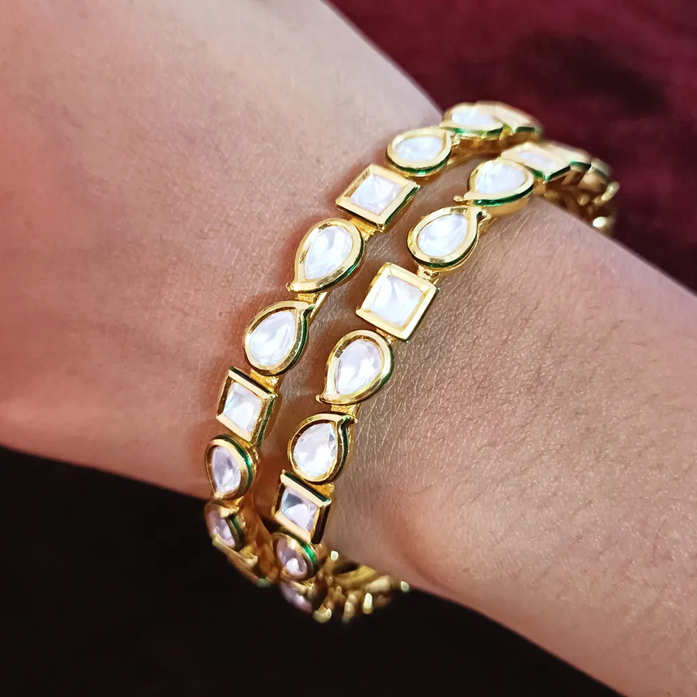 Designer Gold Plated Royal Kundan Bracelet (Design 102)