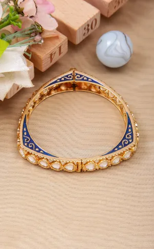 Designer Gold Plated Royal Kundan Openable Bangle/Bracelet (D223)
