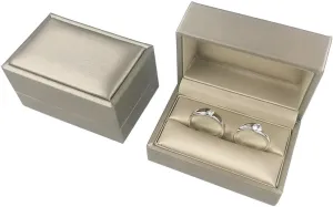 DesignSter Gold Bearer Ring Box  Premium PU Leather Double Rings Box for Wedding Engagement Gift Box