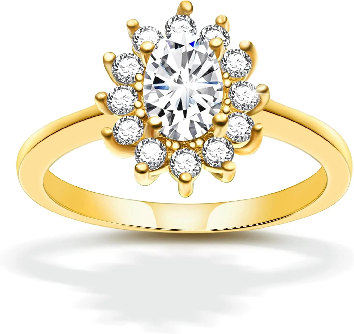 DOUX CZ Wedding Band for Women Oval Bridal Rings 18K Gold Plated Stainless Steel Cubic Zirconia Promise Engagement For Women 7