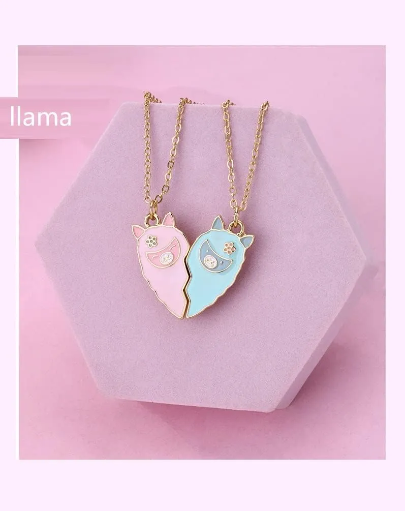 DOYYCA Best Friend Necklace for 2 Girls Magnetic Matching Friendship Necklace Half Heart Pendant BFF Necklaces for Sister