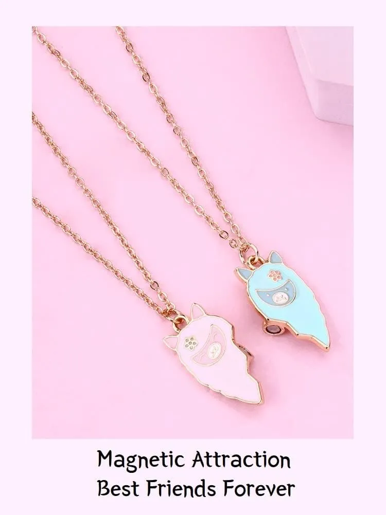 DOYYCA Best Friend Necklace for 2 Girls Magnetic Matching Friendship Necklace Half Heart Pendant BFF Necklaces for Sister