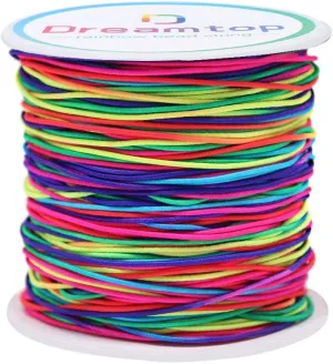 Dreamtop 1mm Stretchy Bracelet String, 100 Meters Rainbow Bead String Elastic String for Bracelet, Pony Bead String Elastic Cord for Jewelry Bracelet Making, Necklace String and Crafts, 109 Yard