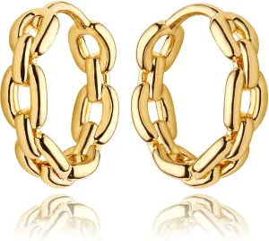 DREMMY STUDIOS Gold Dainty Huggie Hoop Earrings 18K Gold Plated Exquisite Open Tassel Dangle Charm Drop Sleeper Geometric Cross Coin Star Heart White CZ Simple Hypoallergenic Earrings for Women