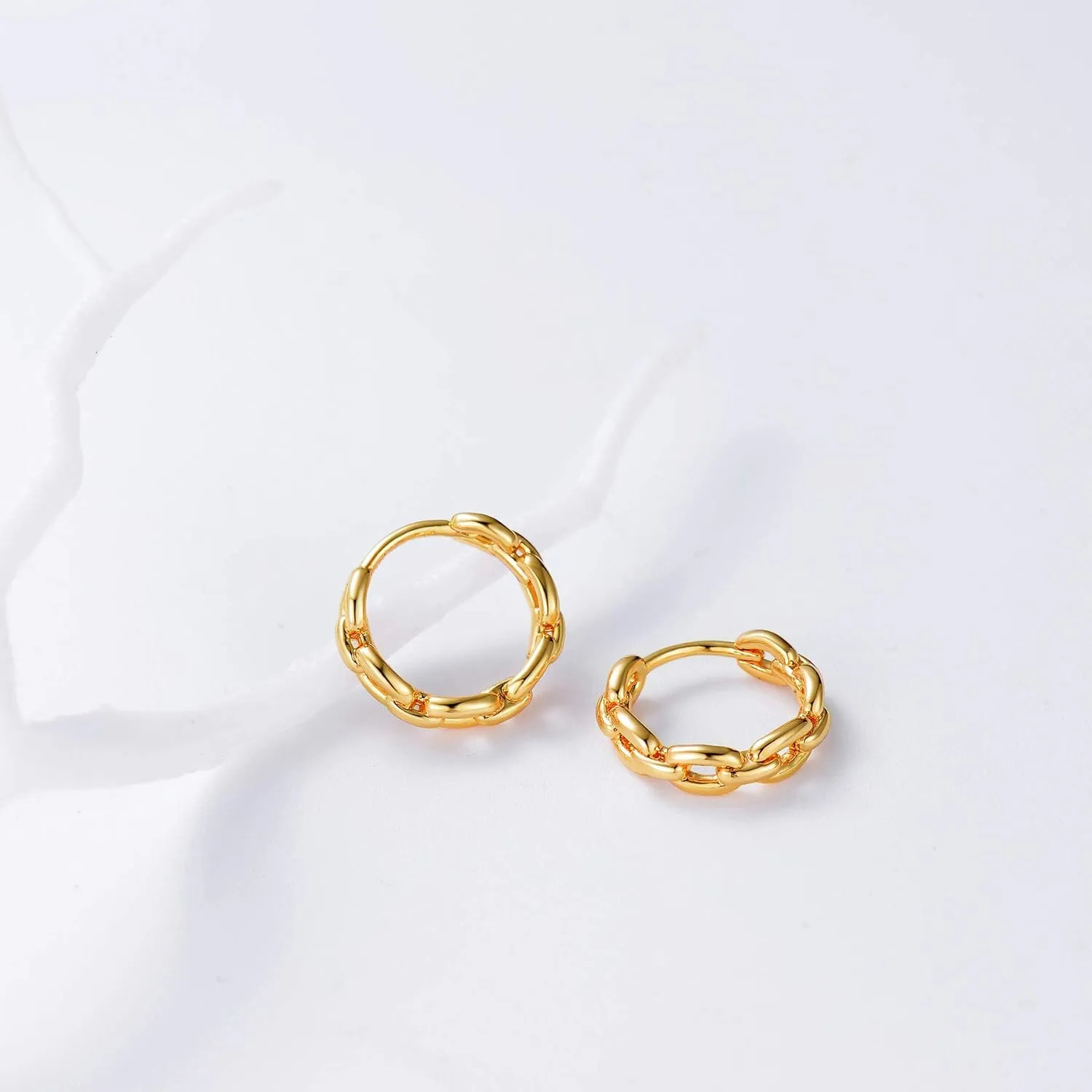 DREMMY STUDIOS Gold Dainty Huggie Hoop Earrings 18K Gold Plated Exquisite Open Tassel Dangle Charm Drop Sleeper Geometric Cross Coin Star Heart White CZ Simple Hypoallergenic Earrings for Women