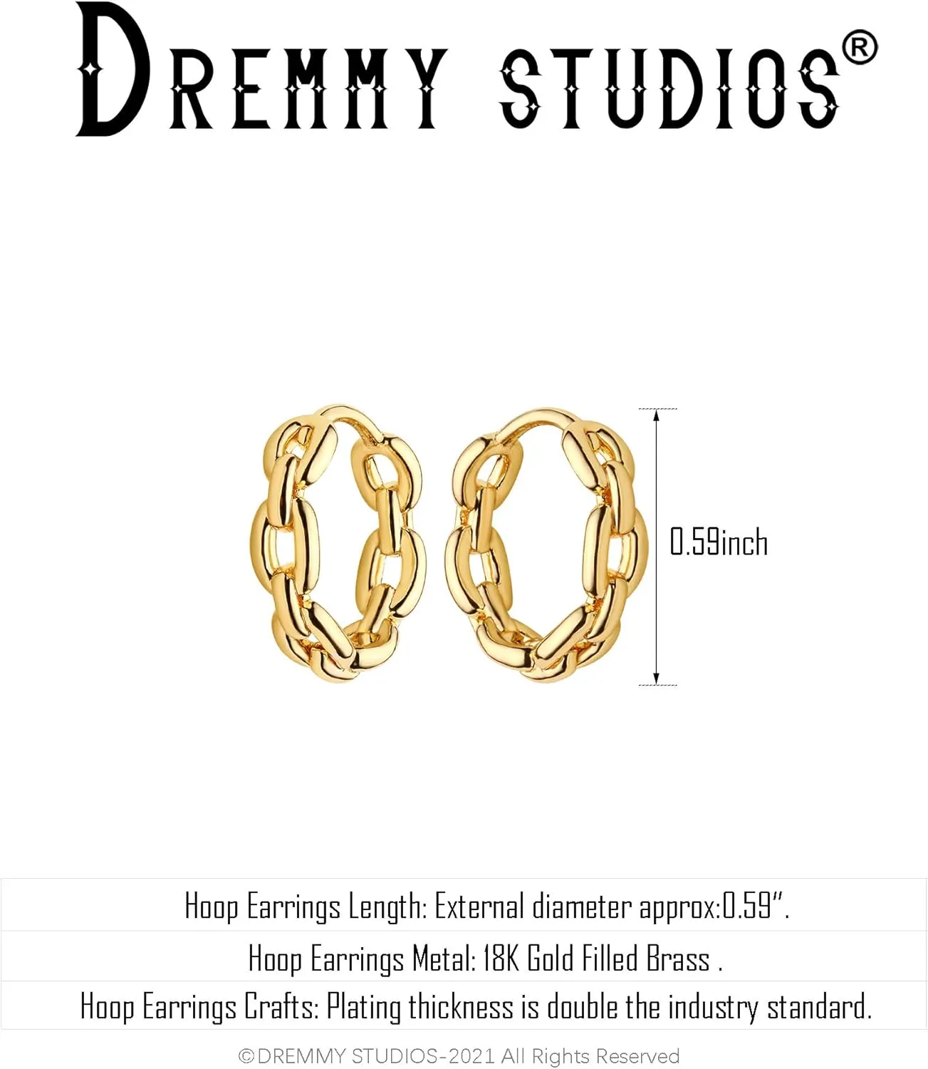 DREMMY STUDIOS Gold Dainty Huggie Hoop Earrings 18K Gold Plated Exquisite Open Tassel Dangle Charm Drop Sleeper Geometric Cross Coin Star Heart White CZ Simple Hypoallergenic Earrings for Women