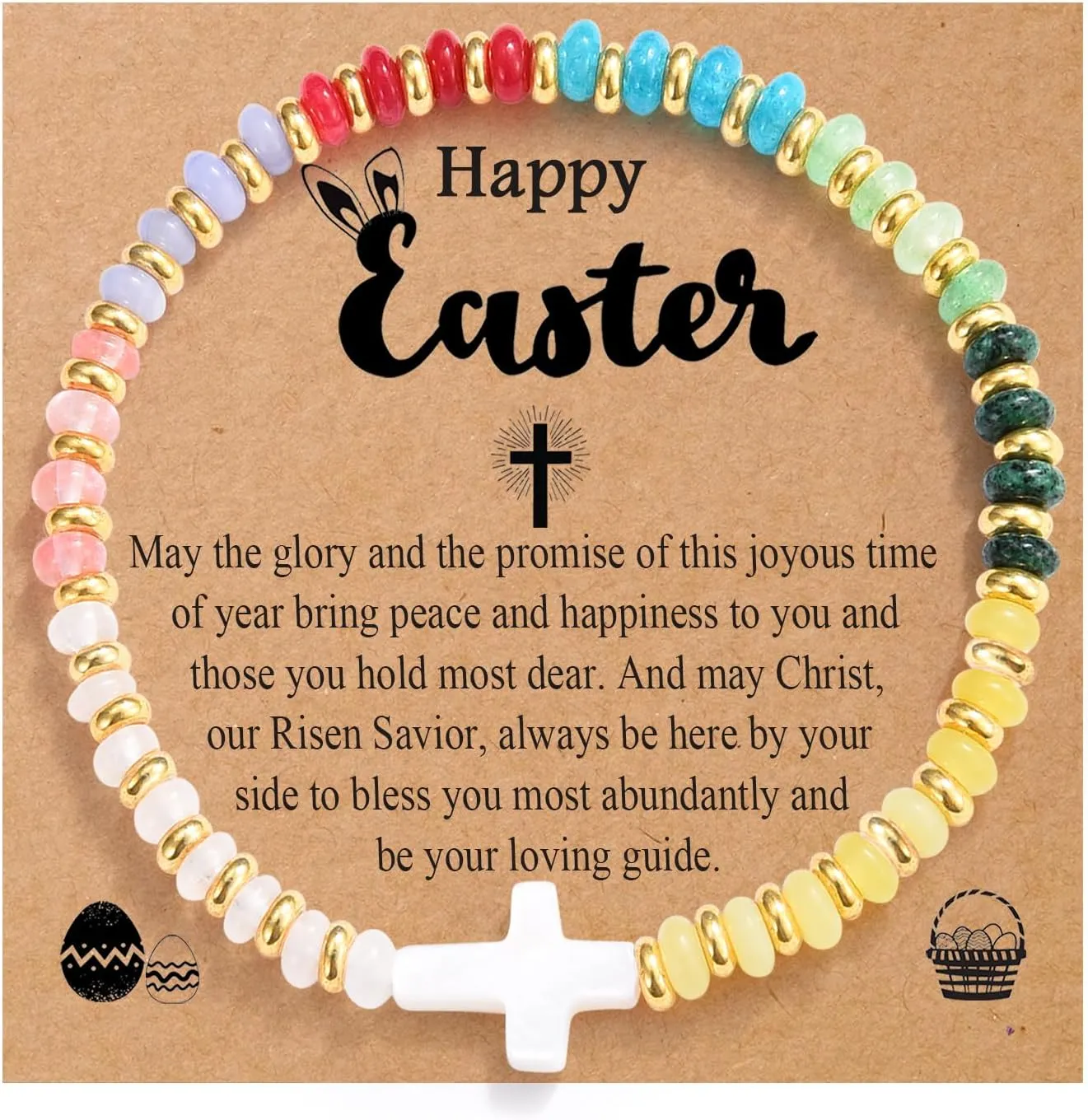 Easter Basket Stuffers for Teen Girls Kids Christian Gifts Cross Bracelet Religious Gifts for Daughter, Granddaughter, Niece, Sister