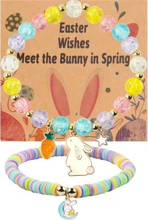 Easter Braclets Basket Bunny Gifts, First Communion Baptism Confirmation Christian Easter Gifts for Gir Daughter Granddaughter