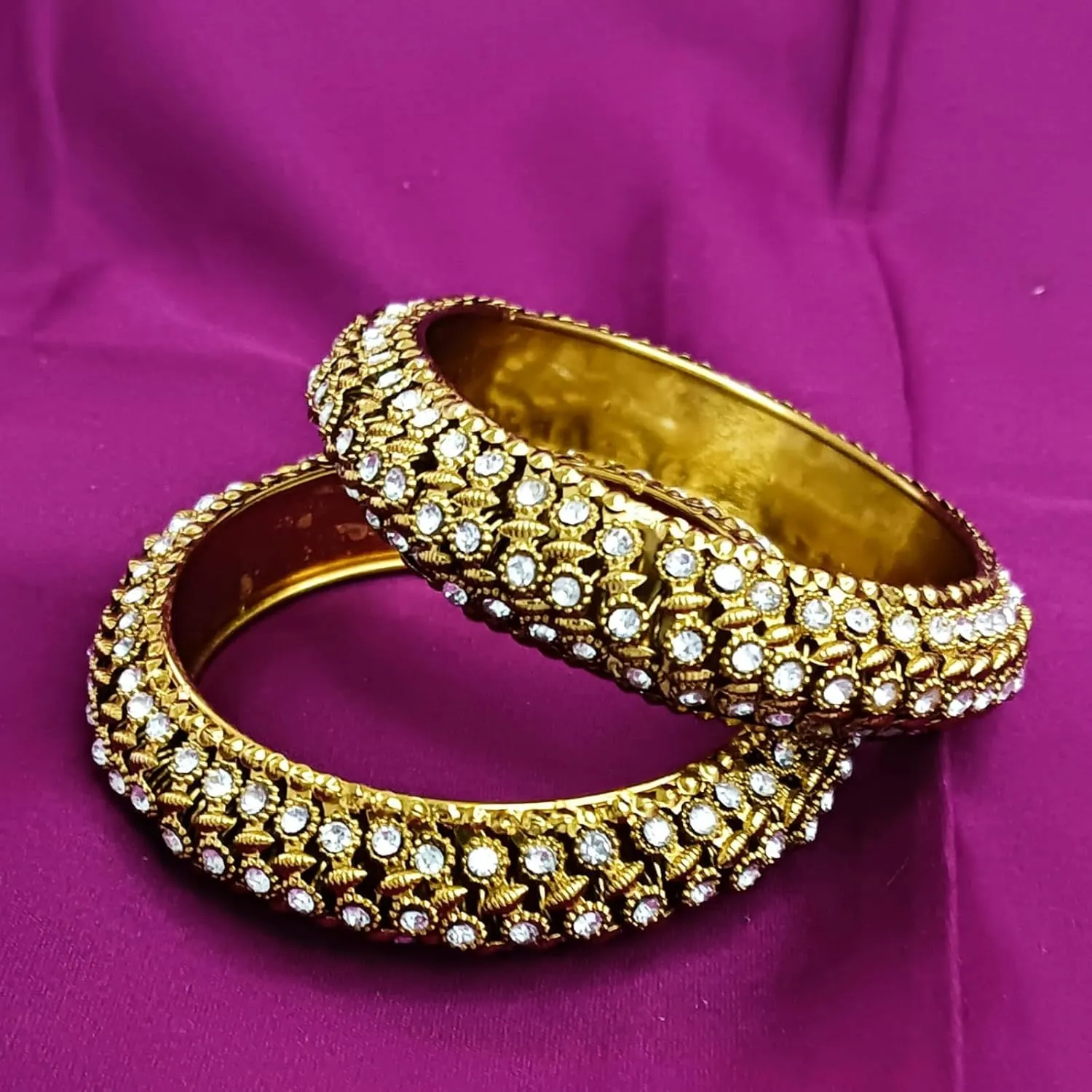 Efulgenz Boho Tribal Antique Crystal Floral Oxidized Indian Bangle Bracelet Jewelry for Women